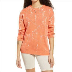 NWT BP Coral Splatter Pattern Organic Cotton Long Sleeve Pullover Plus Size 3 3X